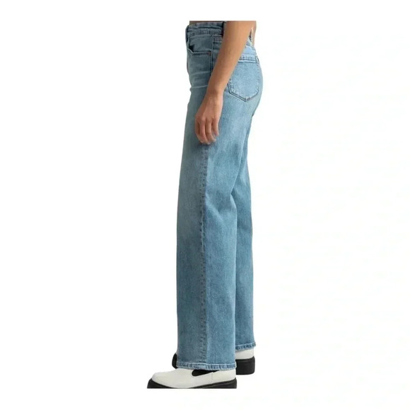 1331. BLANK NYC “SAY LESS” WIDE LEG DENIM JEANS SIZE 26 CROSS OVER BUTTON FLY - Picture 3 of 15